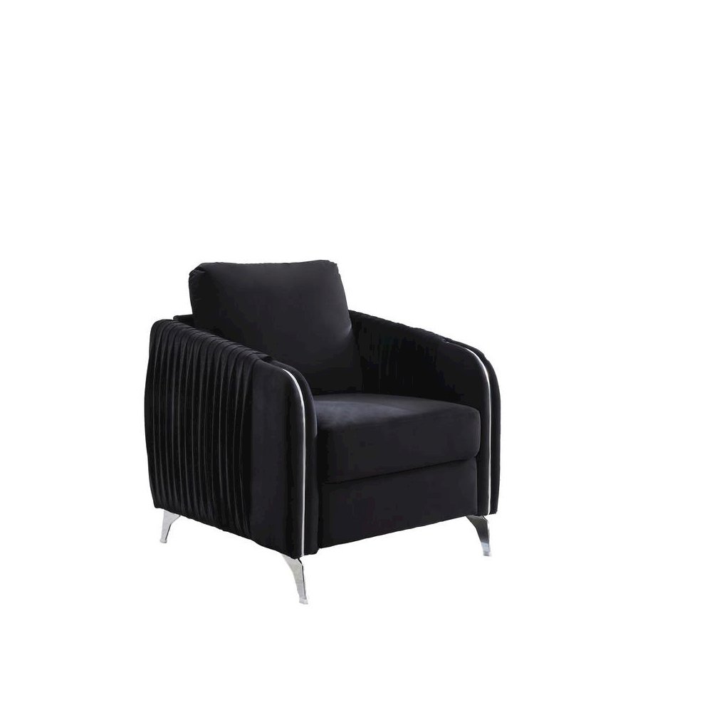 Hathaway Black Velvet Modern Chic Accent Armchair