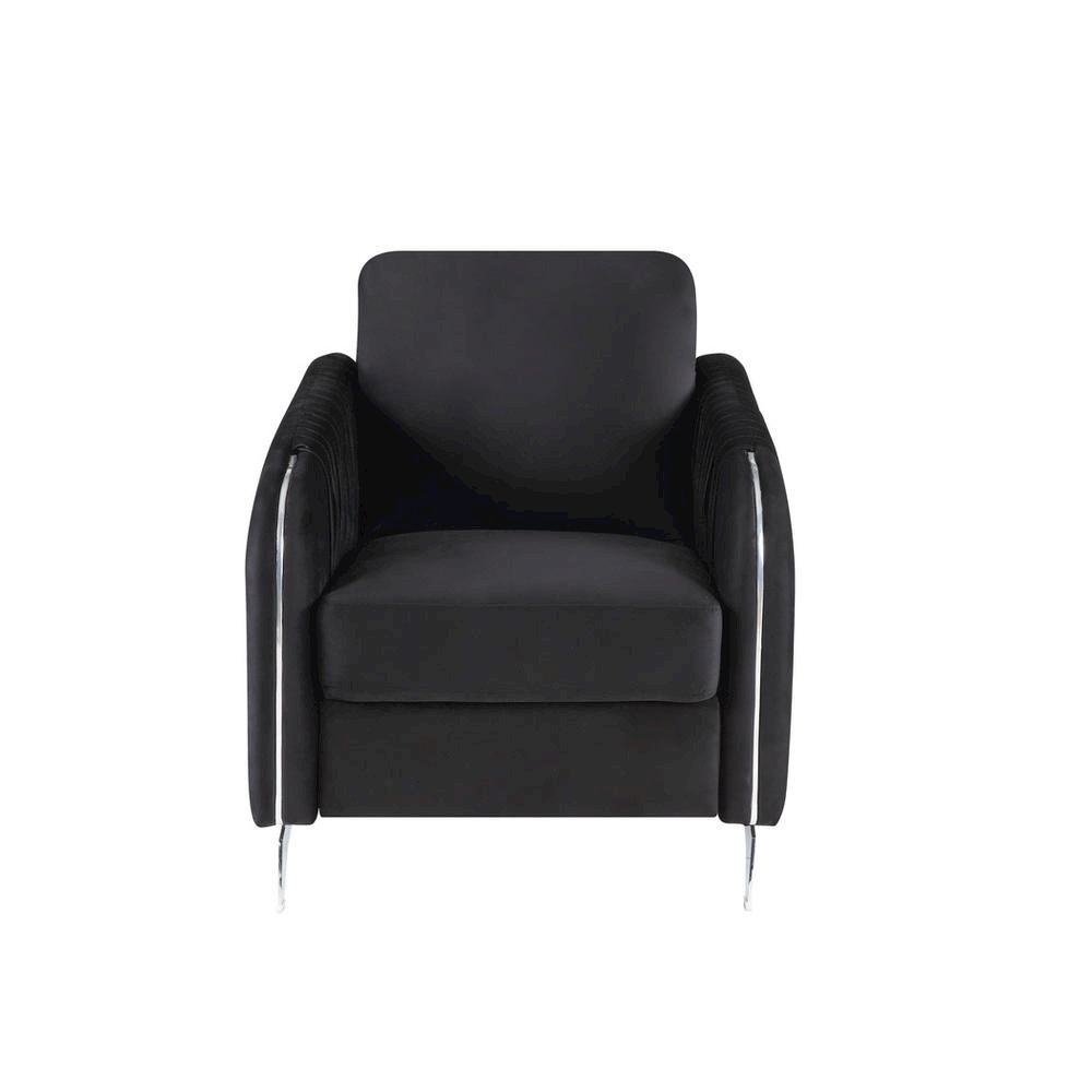 Hathaway Black Velvet Modern Chic Accent Armchair