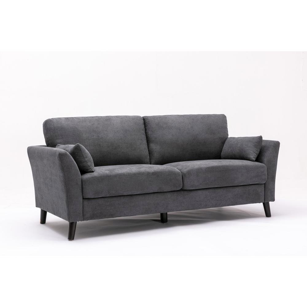 Damian Gray Velvet Fabric Sofa Loveseat Living Room Set