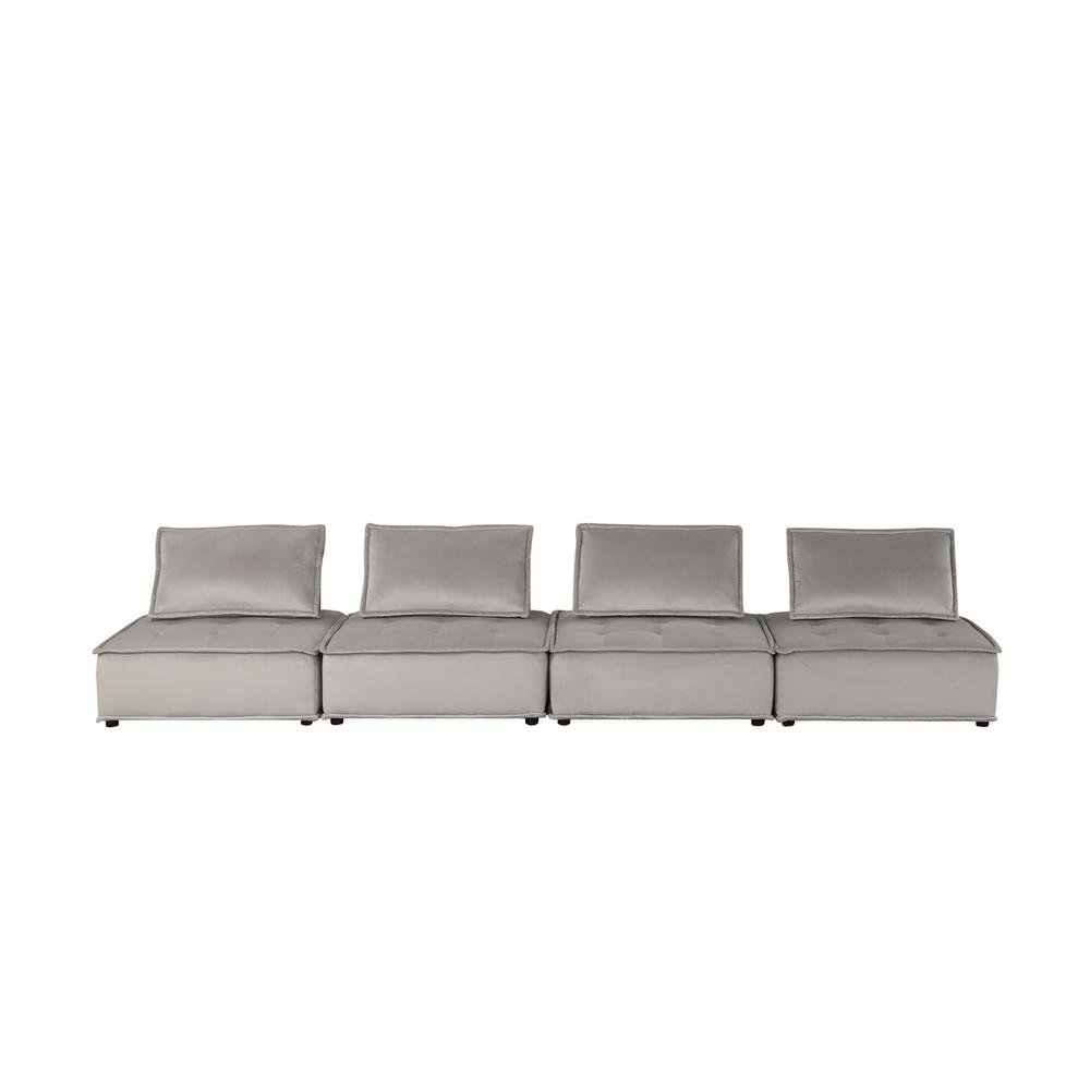 Anna Light Gray Velvet 4 Pc Sectional Sofa