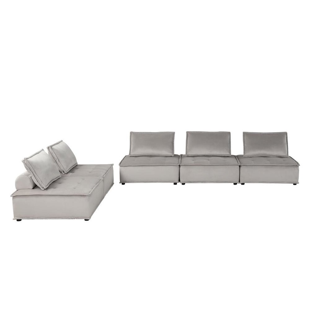 Anna Light Gray Velvet 5 Pc Sofa and Loveseat