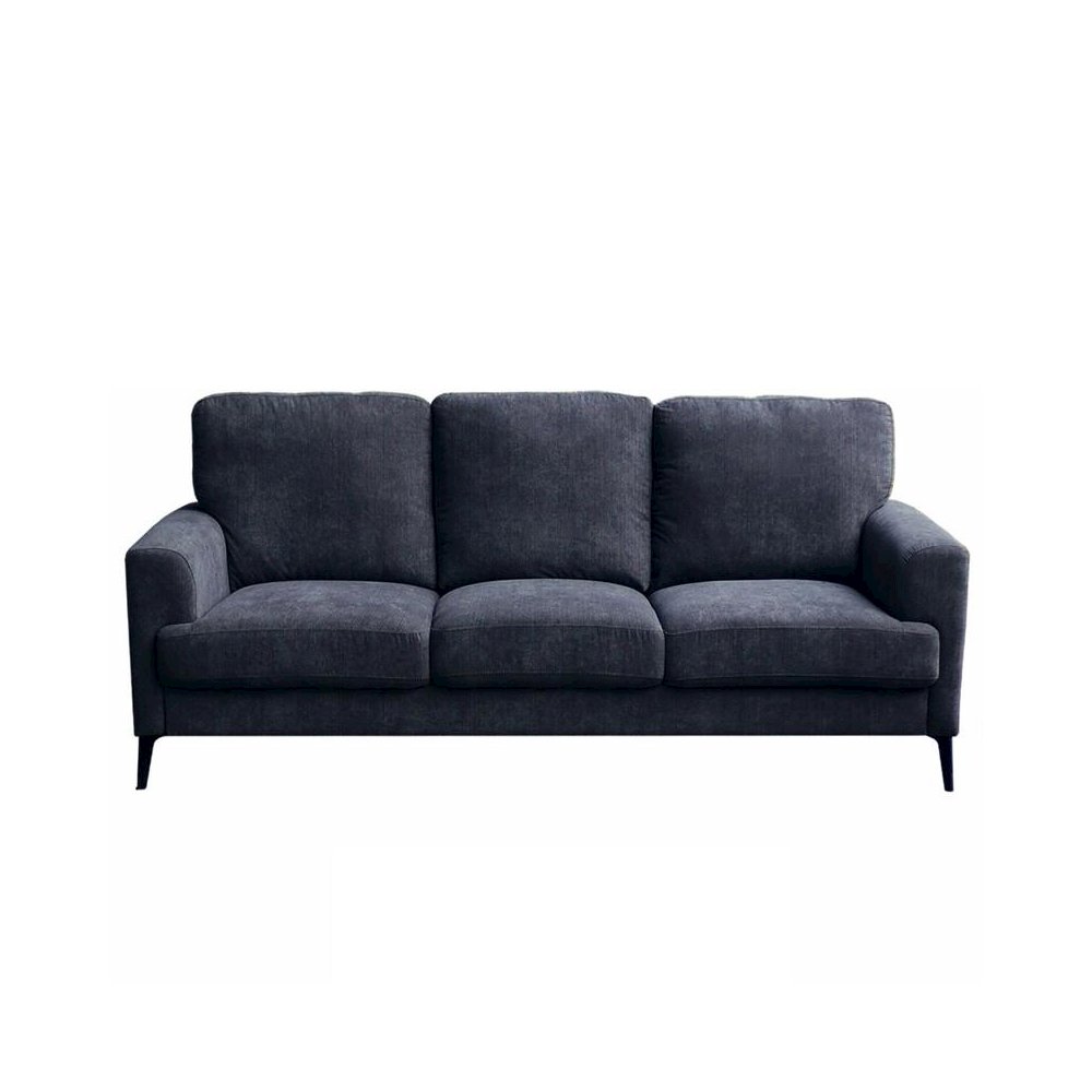 Black Fabric Sofa with Black Metal Legs