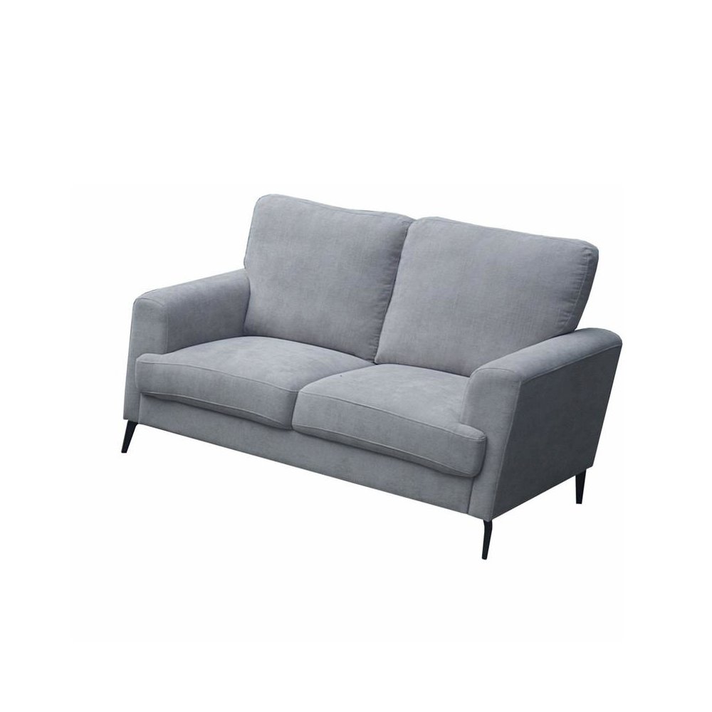 Gray Fabric Loveseat with Black Metal Legs