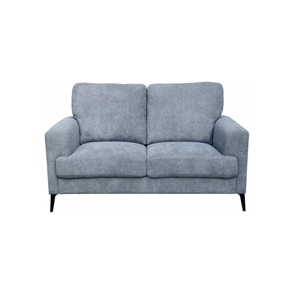 Gray Fabric Loveseat with Black Metal Legs