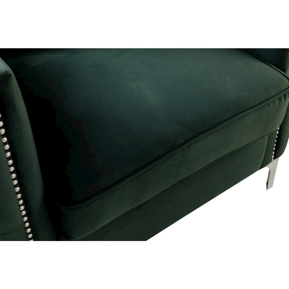 Bayberry Green Velvet Chair with 1 Pillow