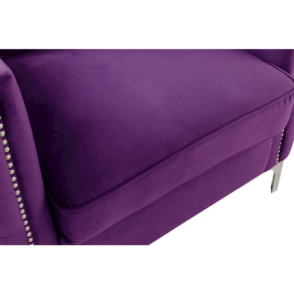 Bayberry Purple Velvet Chair with 1 Pillow