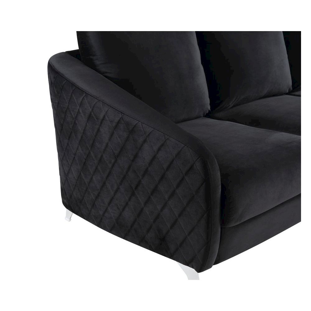 Sofia Black Velvet Modern Chic Accent Armchair