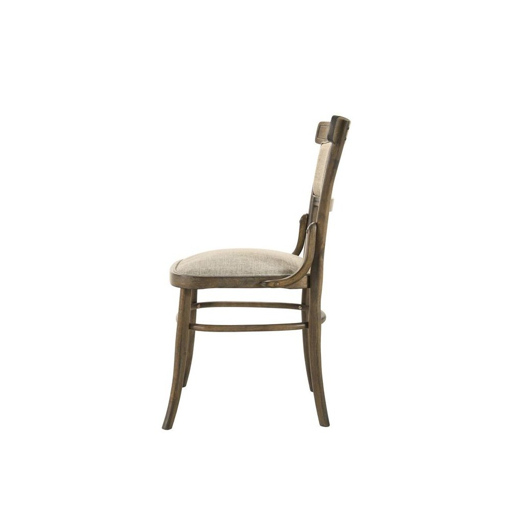 Bistro Set of 2 Vintage Walnut 19″ Wide Contemporary Fabric Dining Chair with Cushion