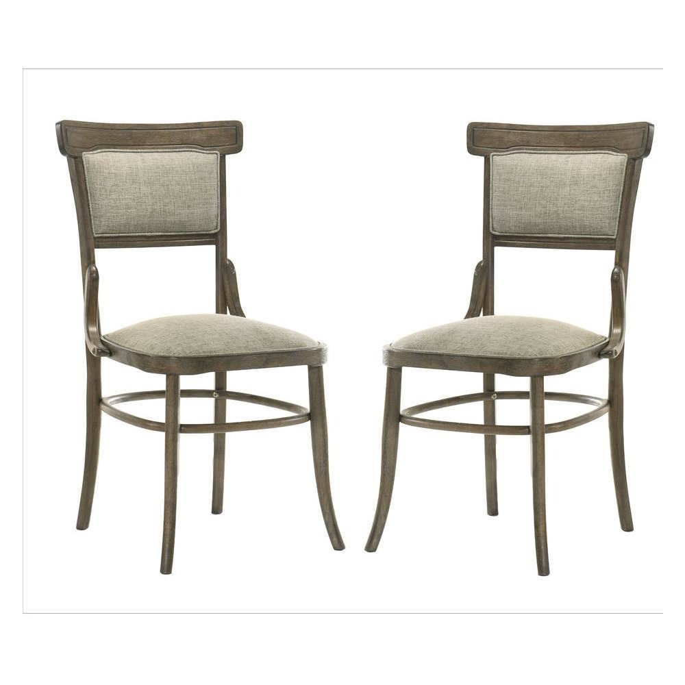 Bistro Set of 2 Vintage Walnut 19″ Wide Contemporary Fabric Dining Chair with Cushion