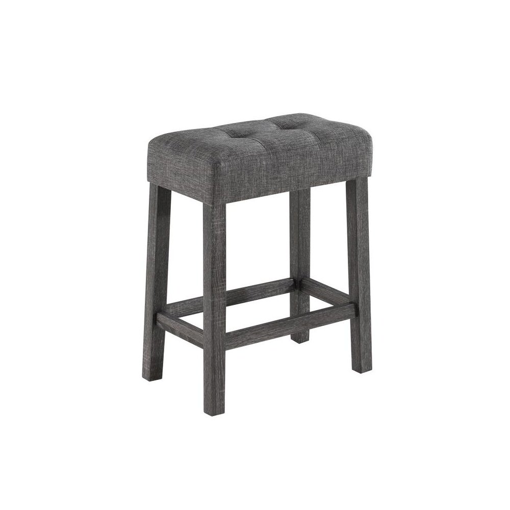 Lux Gray 3 Piece Counter Height 36″ Pub Table Set with Tufted Gray Linen Stools