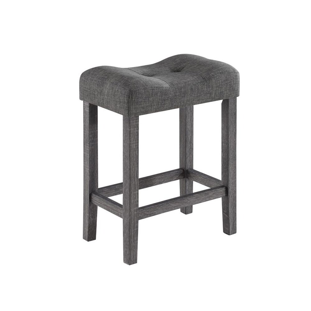 Lucian Gray 5 Piece Counter Height 36″ Pub Table Set with Tufted Gray Linen Stools