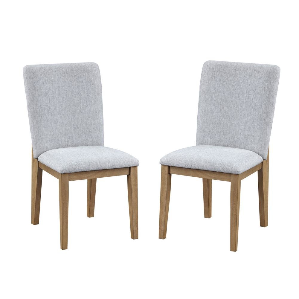 Delphine Set of 2 Gray Linen Fabric Dining Chair