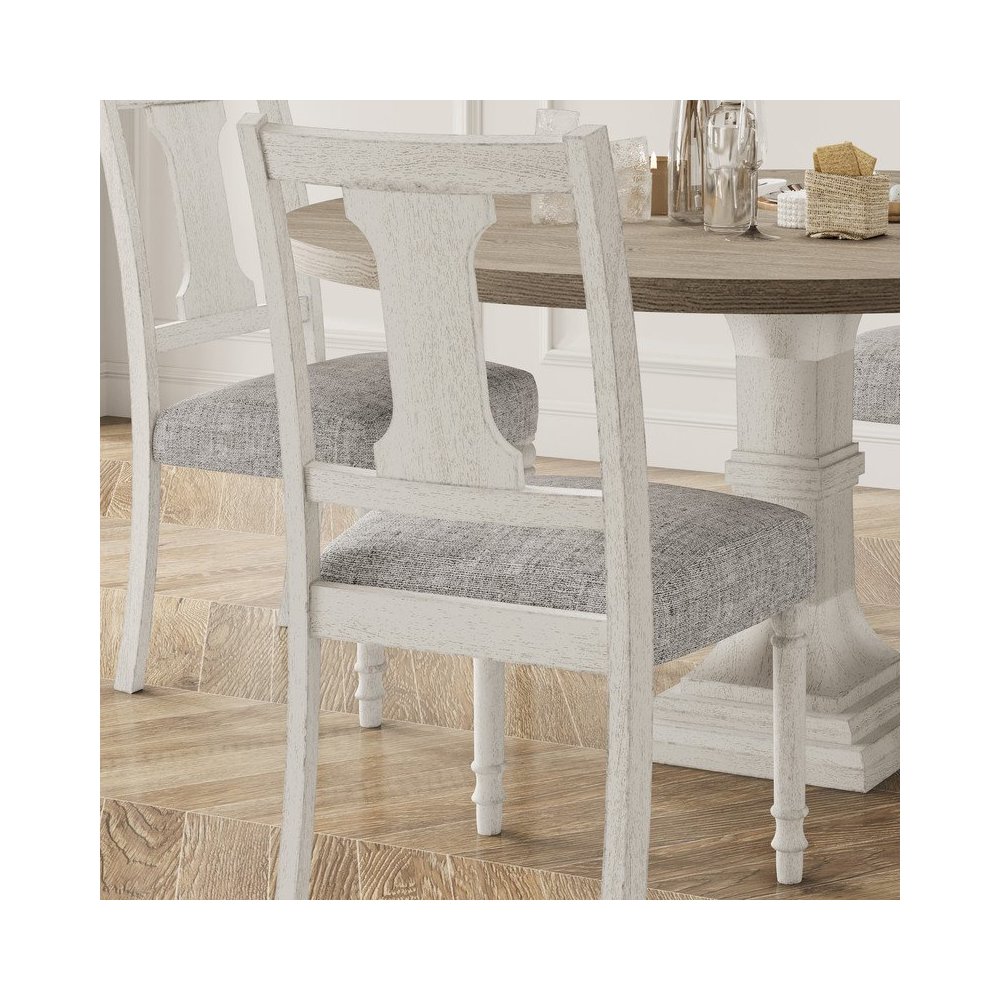 Tannen Set of 2 White and Gray Dining Side Chair