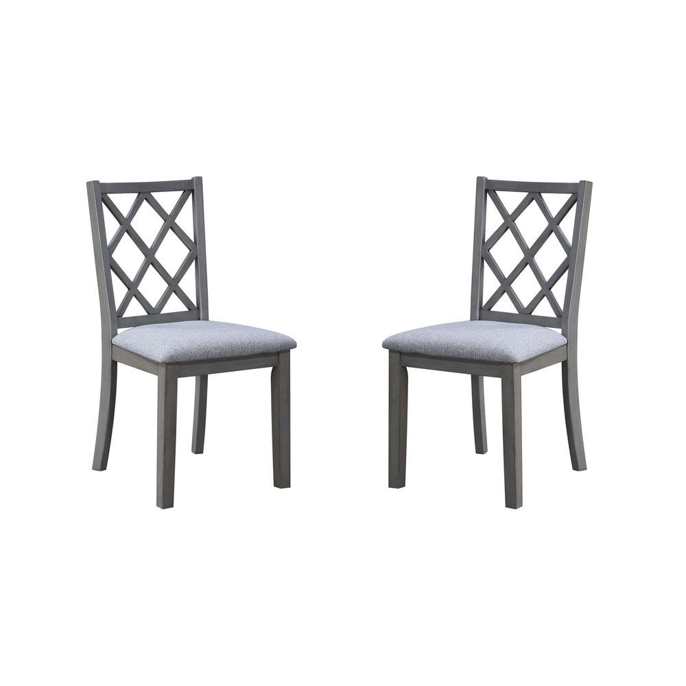Carlisle Set of 2 Gray Finish Cross Back Side Dining Chair