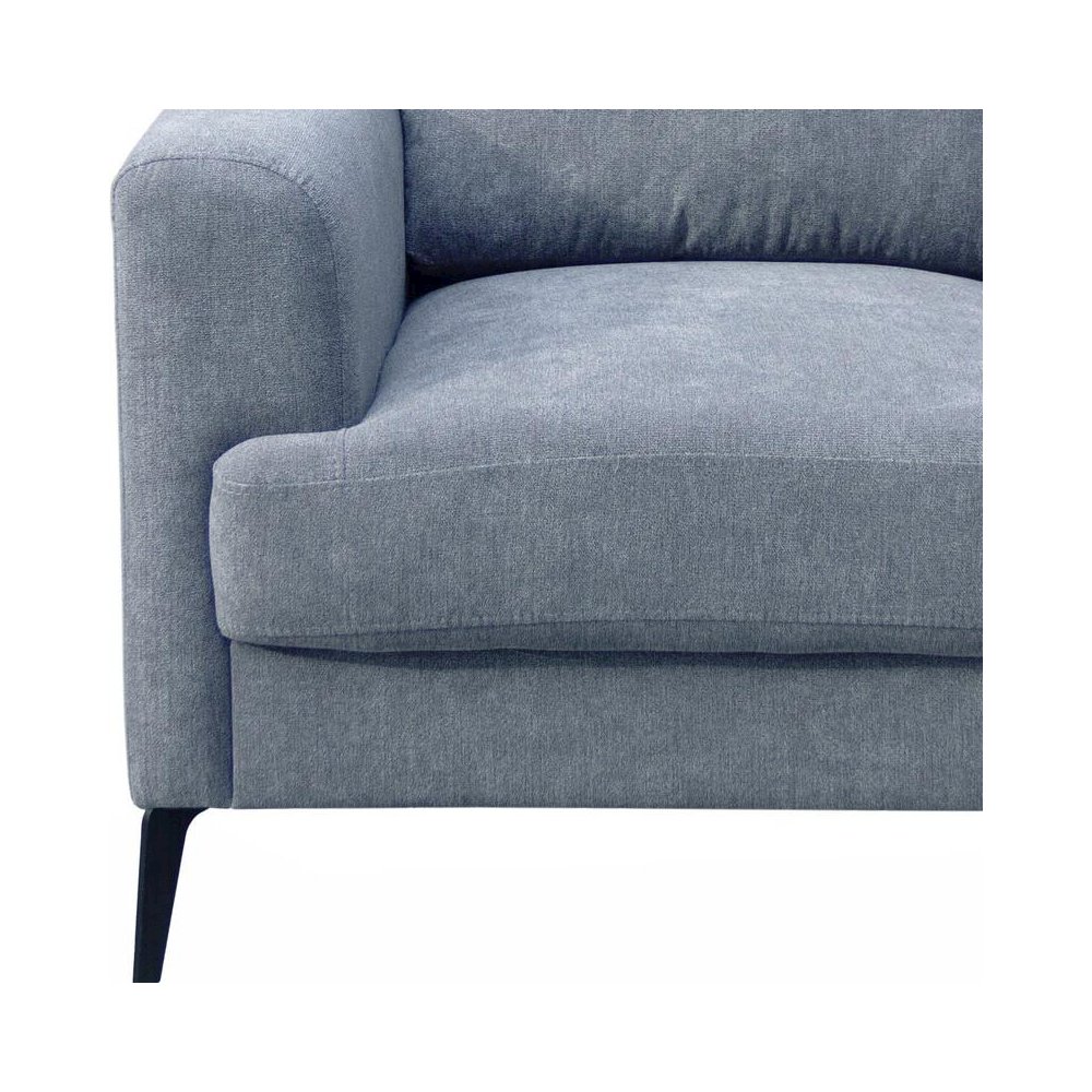 Gray Fabric Loveseat with Black Metal Legs