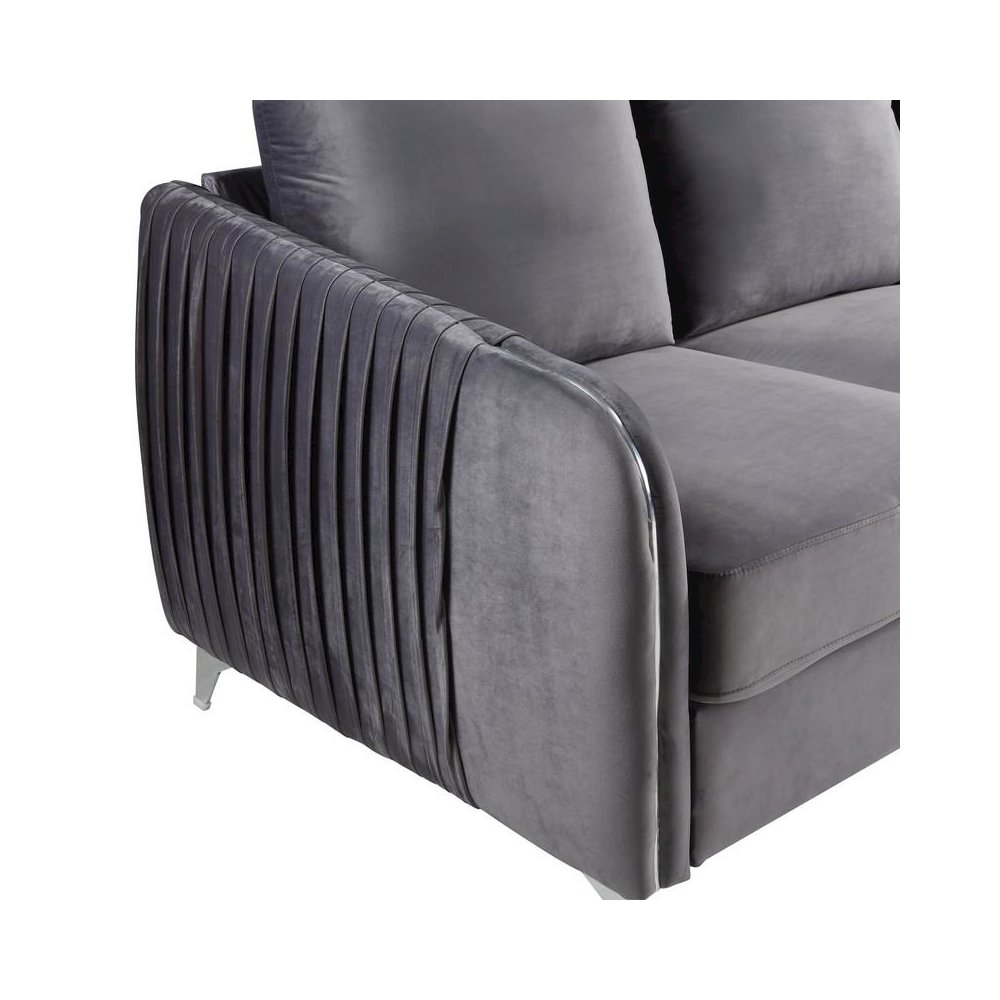 Hathaway Gray Velvet Modern Chic Loveseat Couch