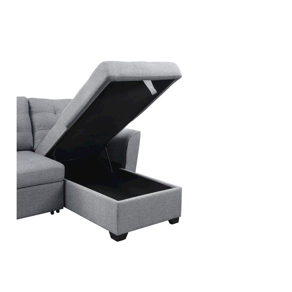 Avery Light Gray Linen Sleeper Sectional Sofa with Reversible Storage Chaise
