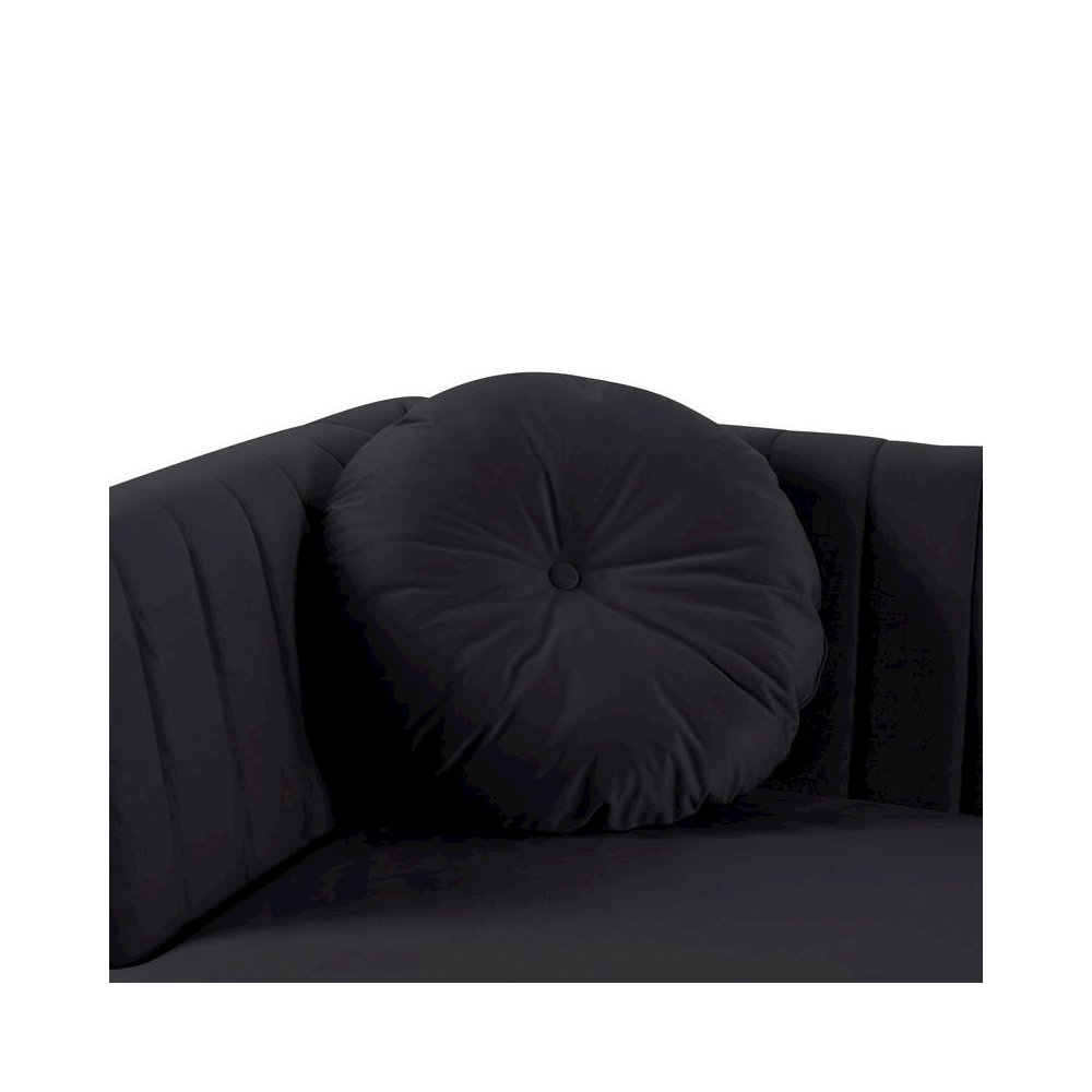 Chloe Black Velvet Sectional Sofa Chaise with USB Charging Port