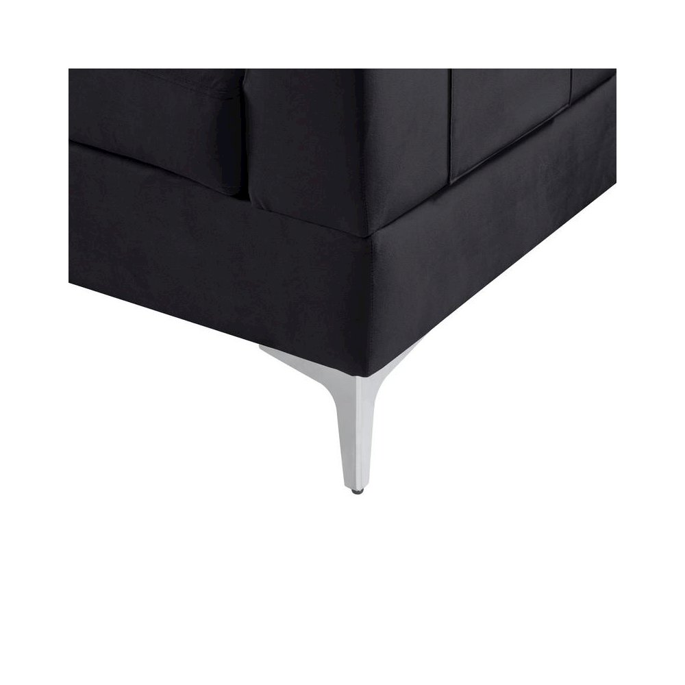 Chloe Black Velvet Sectional Sofa Chaise with USB Charging Port