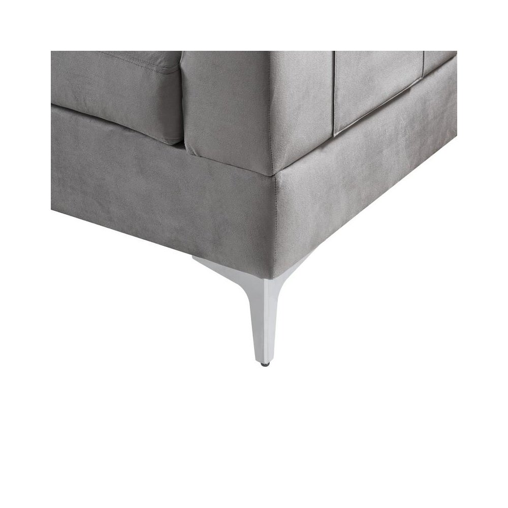 Chloe Gray Velvet Sectional Sofa Chaise with USB Charging Port