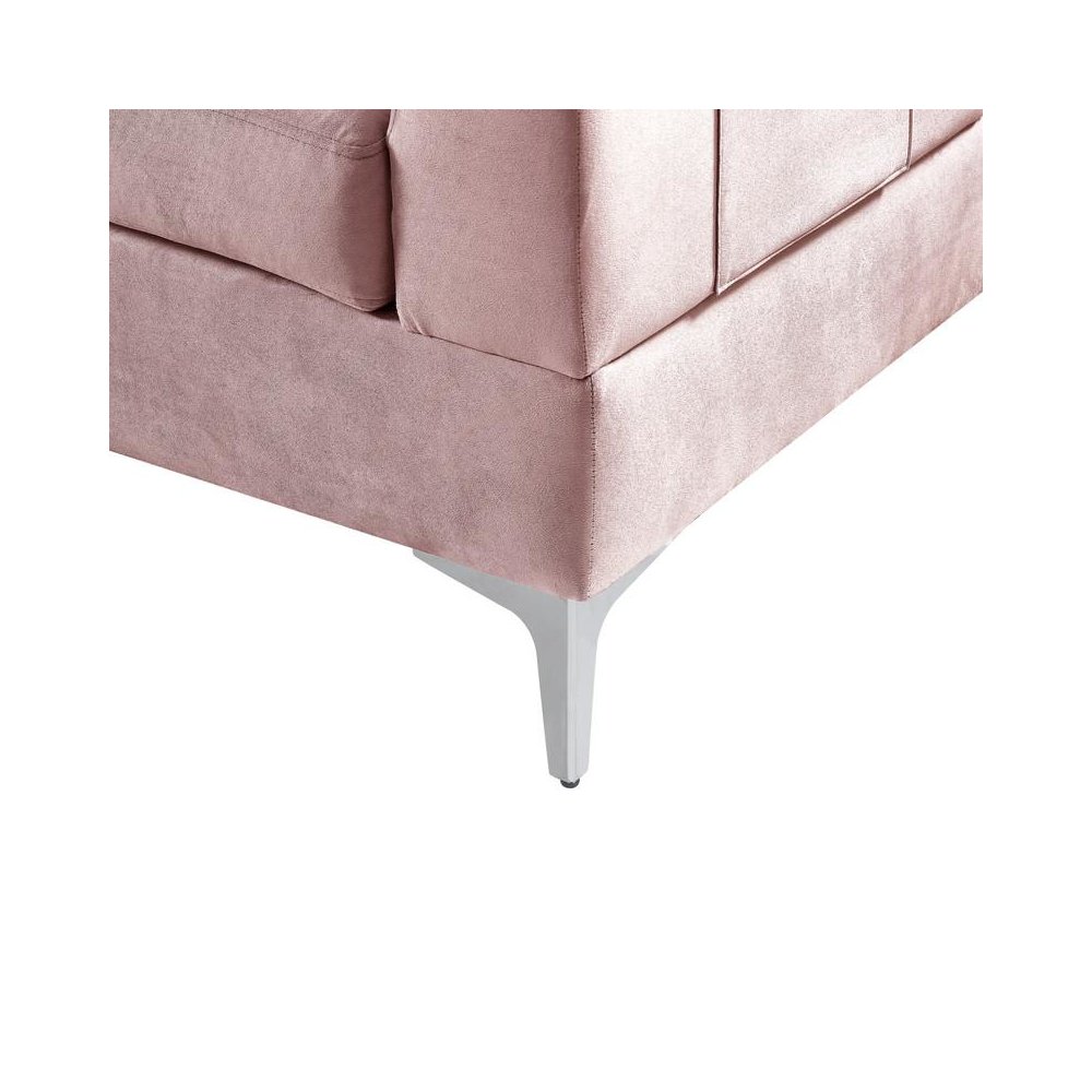 Chloe Pink Velvet Sectional Sofa Chaise with USB Charging Port