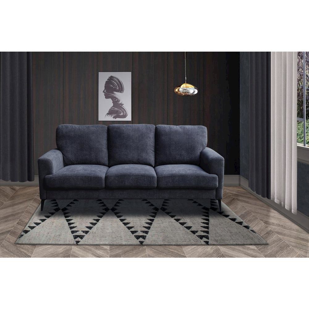 Black Fabric Sofa with Black Metal Legs
