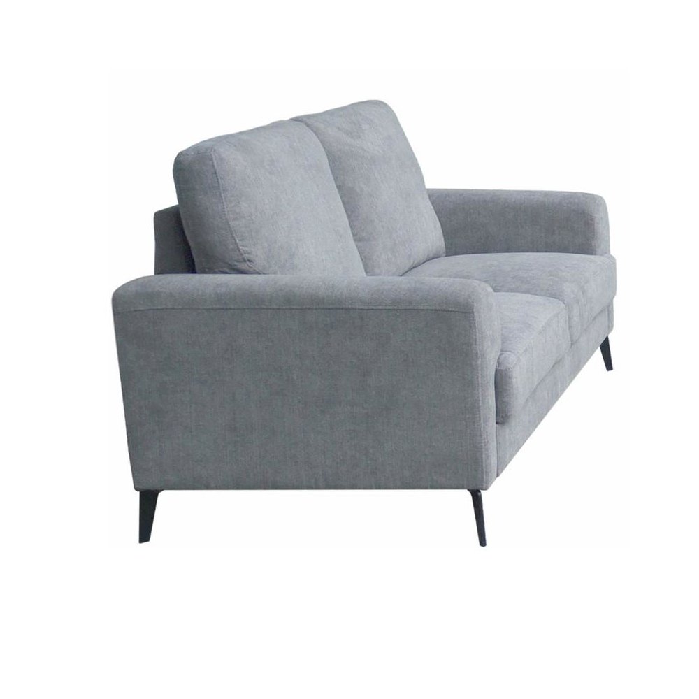 Gray Fabric Loveseat with Black Metal Legs