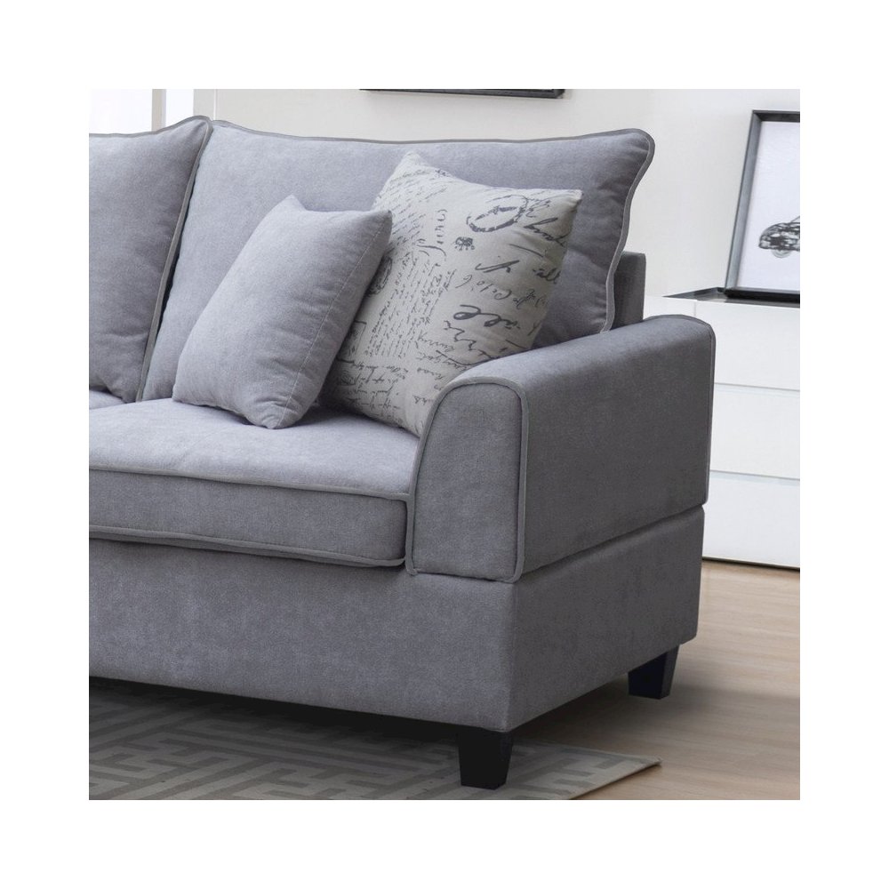 99.5″W Light Gray Fabric Sectional Sofa with Left-Facing Chaise Storage Ottoman