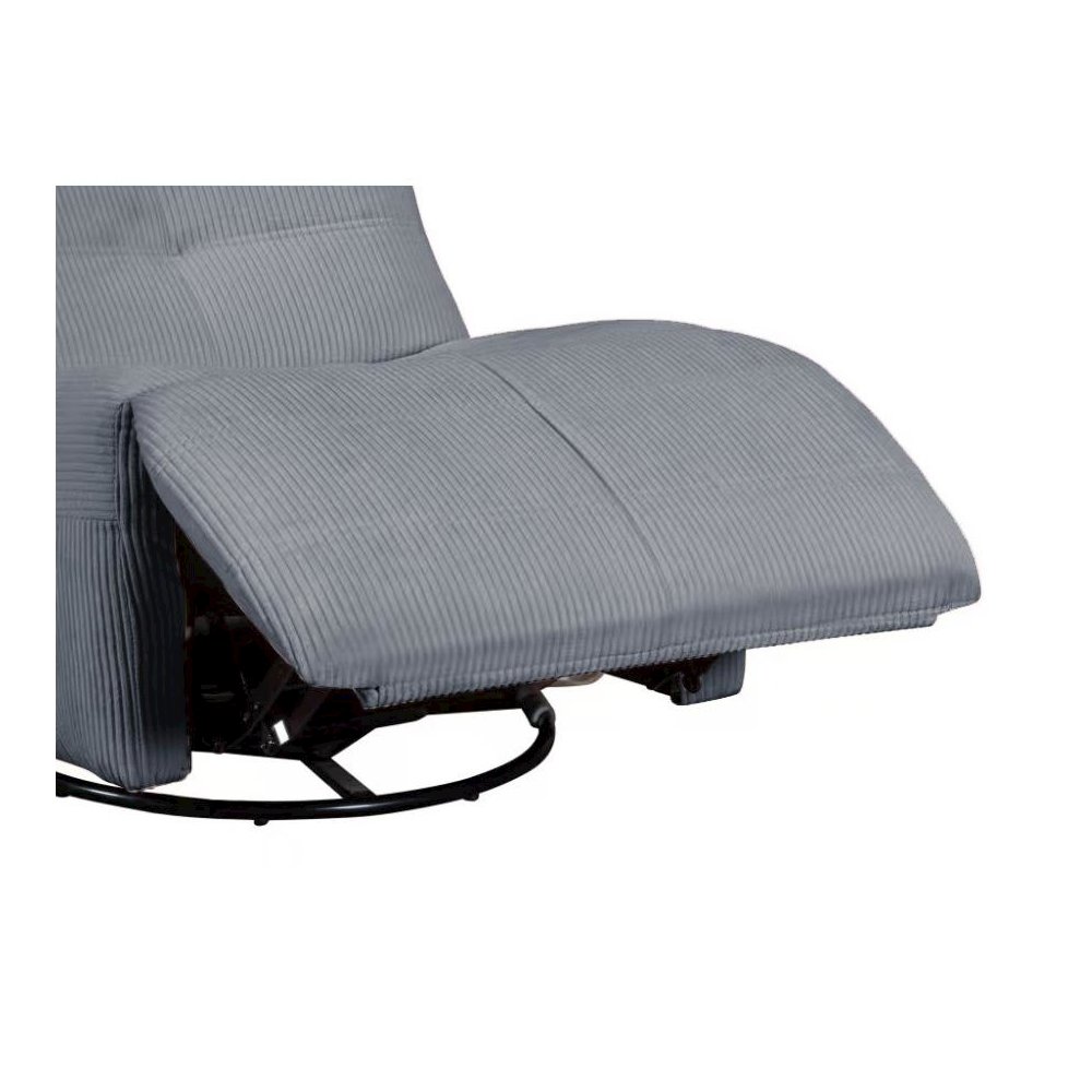Georgena Blue-Gray Corduroy Swivel Glider Recliner