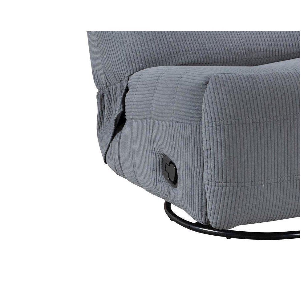 Georgena Blue-Gray Corduroy Swivel Glider Recliner