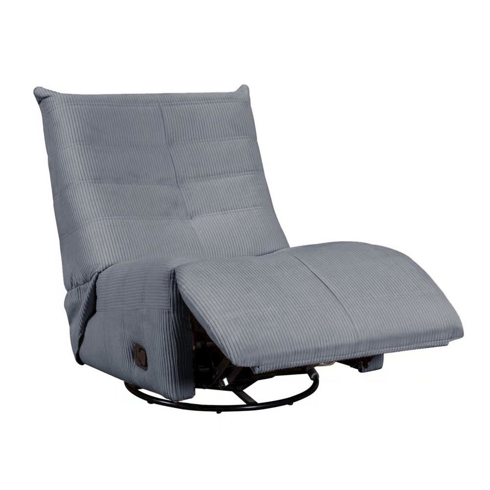 Georgena Blue-Gray Corduroy Swivel Glider Recliner