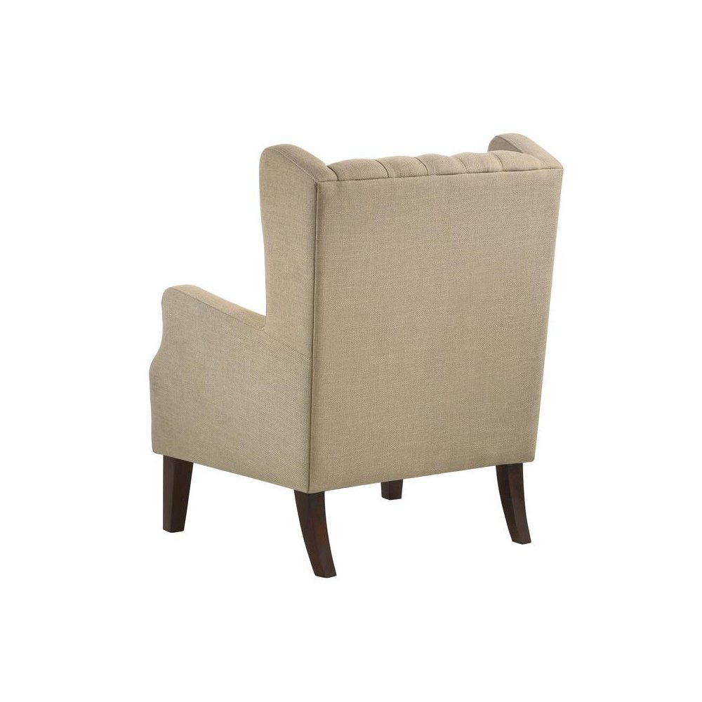 Irwin Beige Linen Button Tufted Wingback Chair