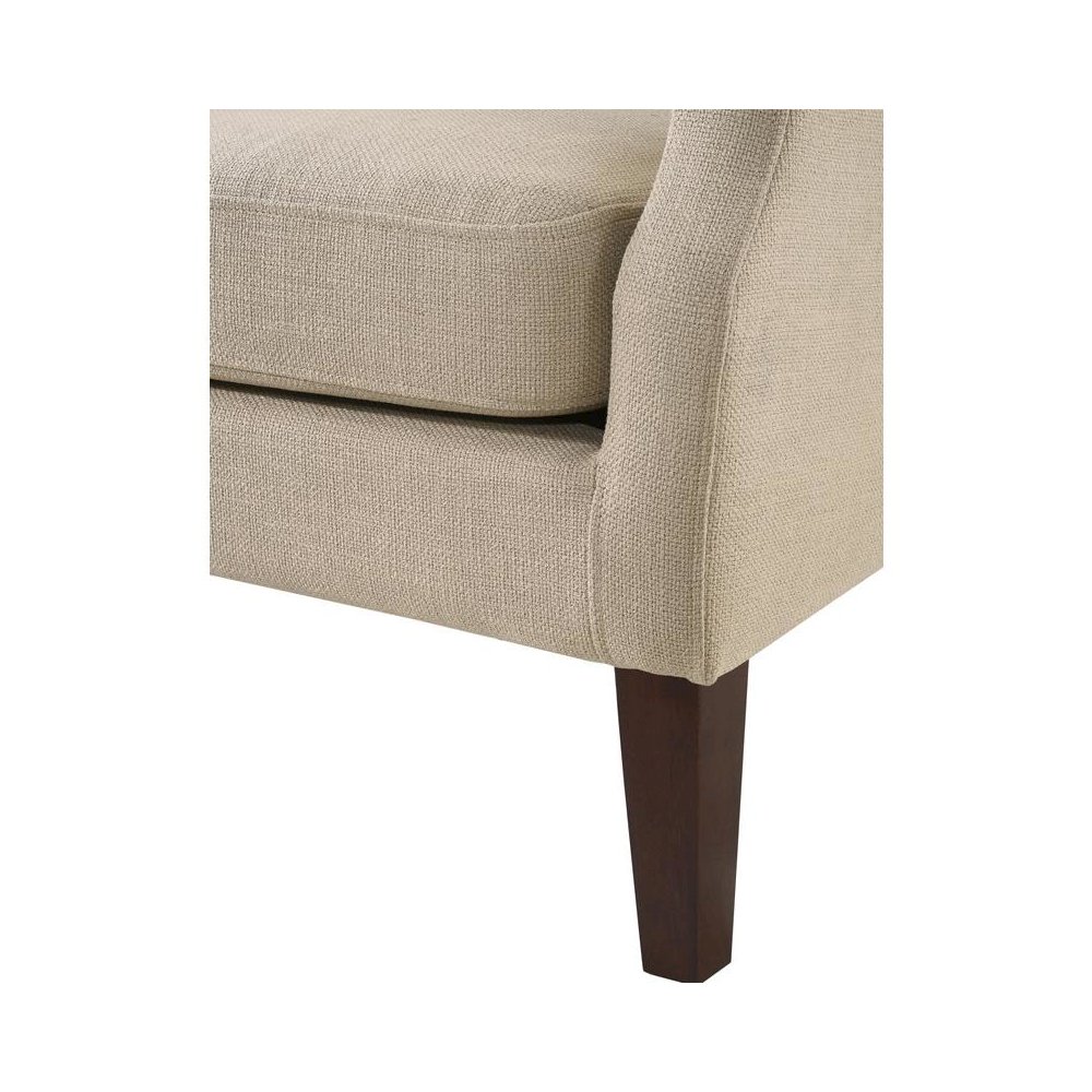 Irwin Beige Linen Button Tufted Wingback Chair