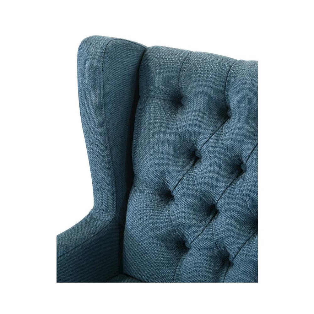 Irwin Blue Linen Button Tufted Wingback Chair