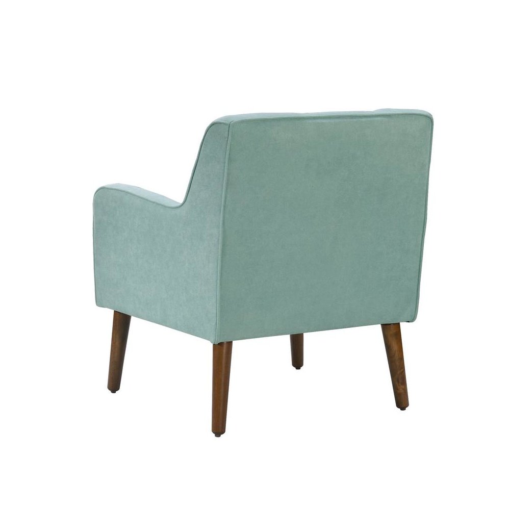 Ryder Mid Century Modern Aquamarine Teal Woven Fabric Tufted Armchair