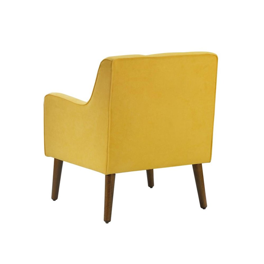 Ryder Mid Century Modern Yellow Woven Fabric Tufted Armchair