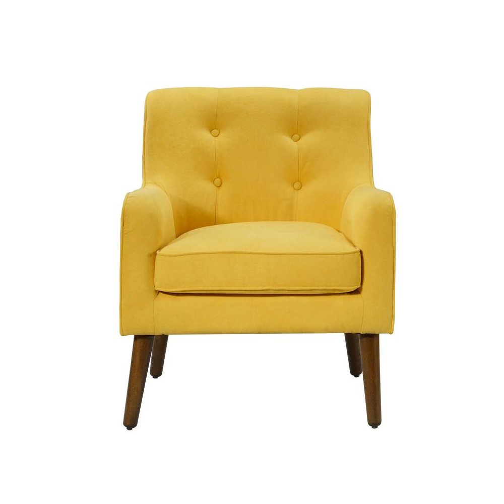 Ryder Mid Century Modern Yellow Woven Fabric Tufted Armchair