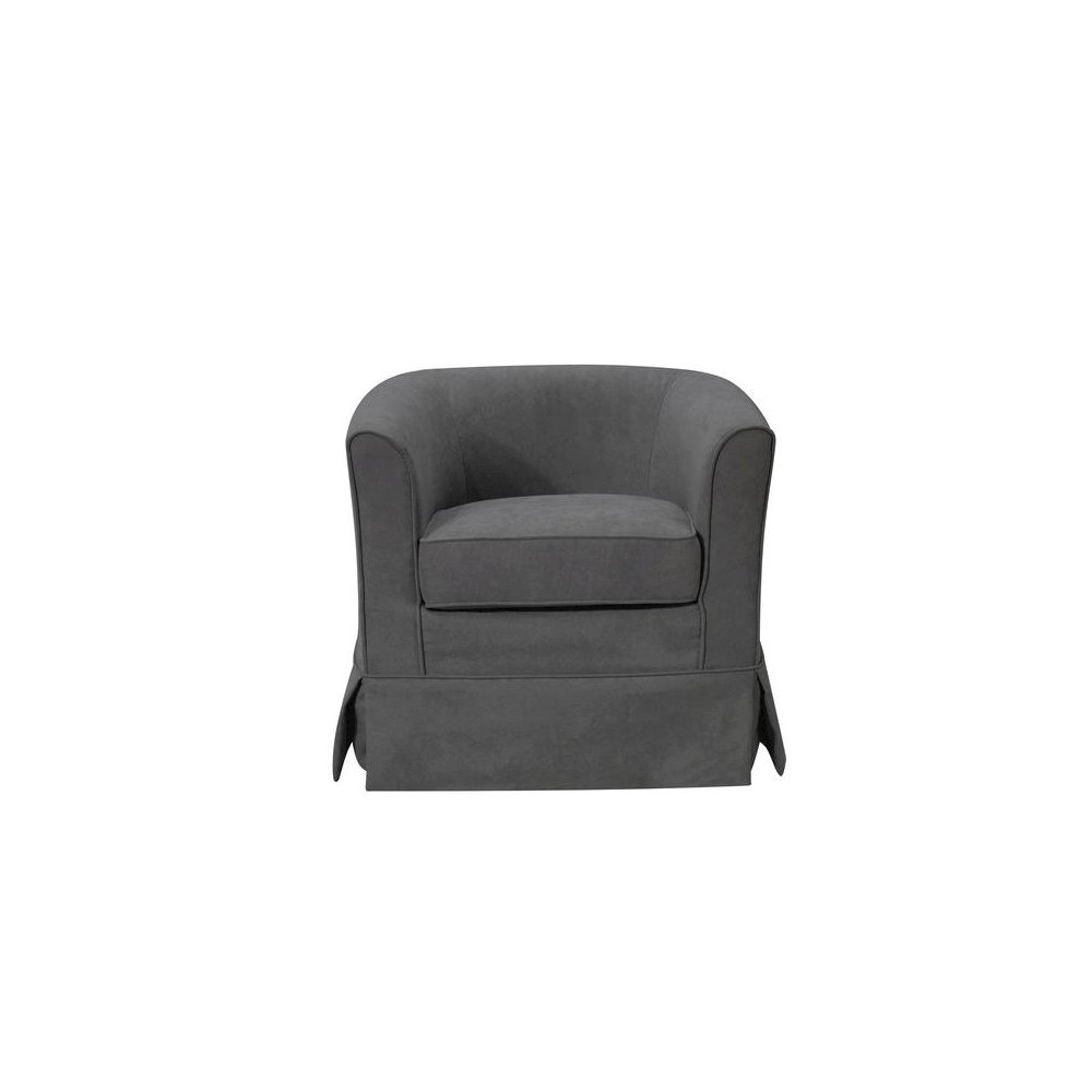 Tucker Gray Woven Fabric Swivel Barrel Chair