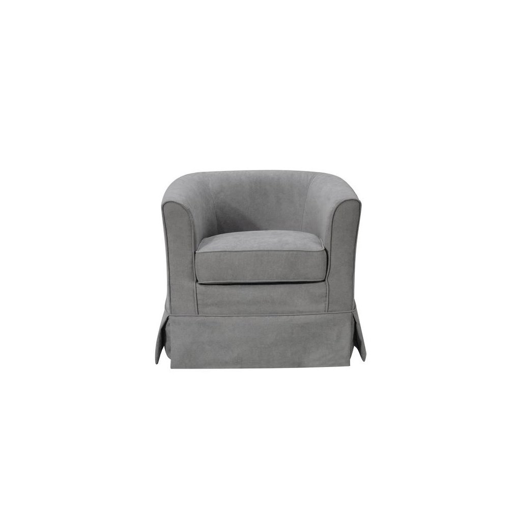 Tucker Steel Gray Woven Fabric Swivel Barrel Chair