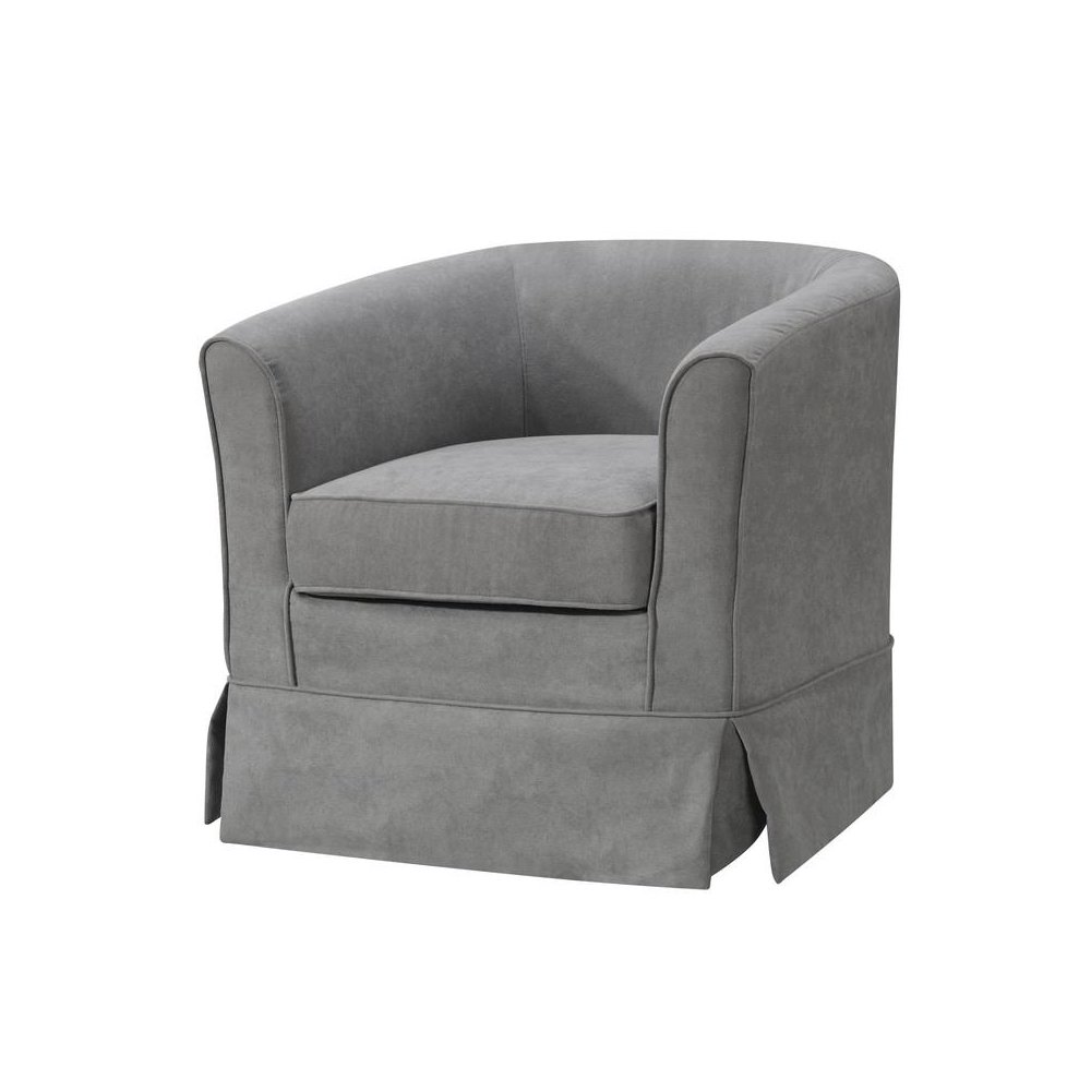 Tucker Steel Gray Woven Fabric Swivel Barrel Chair