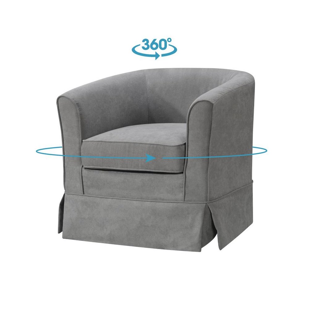 Tucker Steel Gray Woven Fabric Swivel Barrel Chair