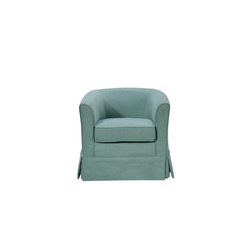 Tucker Aquamarine Teal Woven Fabric Swivel Barrel Chair