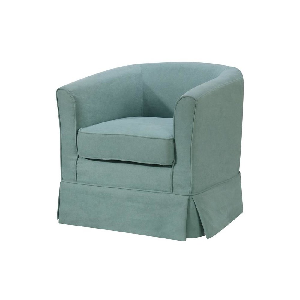 Tucker Aquamarine Teal Woven Fabric Swivel Barrel Chair