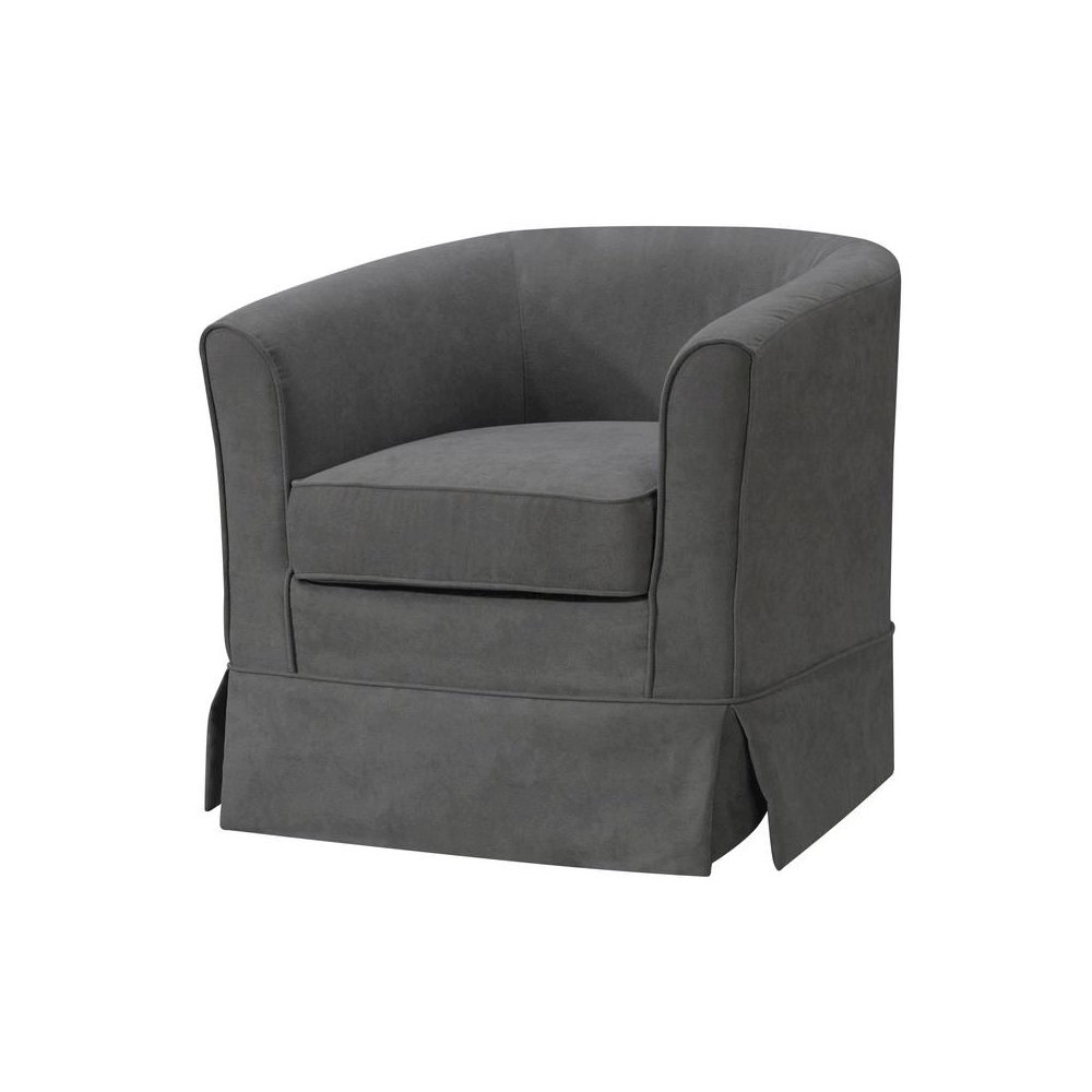 Tucker Gray Woven Fabric Swivel Barrel Chair