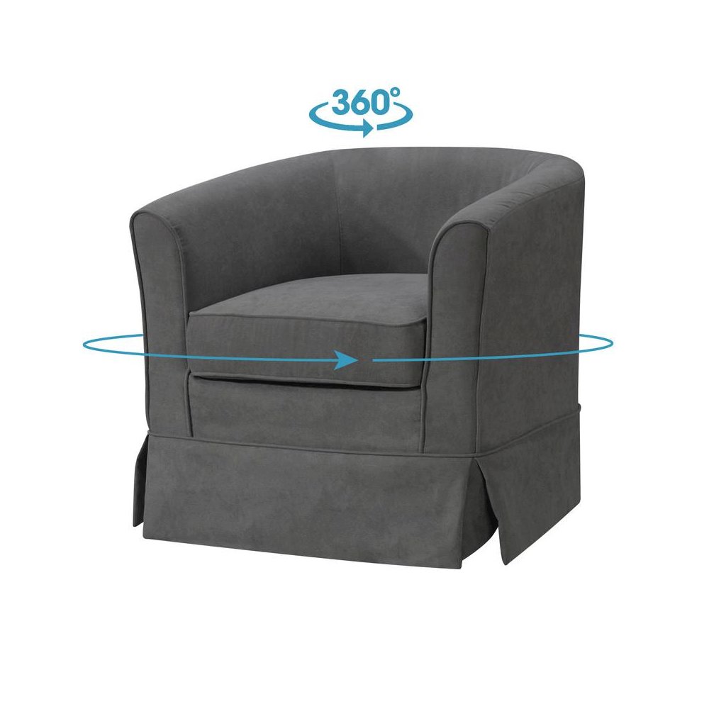 Tucker Gray Woven Fabric Swivel Barrel Chair