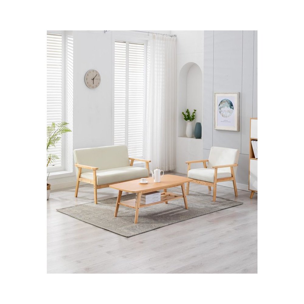 Bahamas Coffee Table Beige Loveseat Chair Set