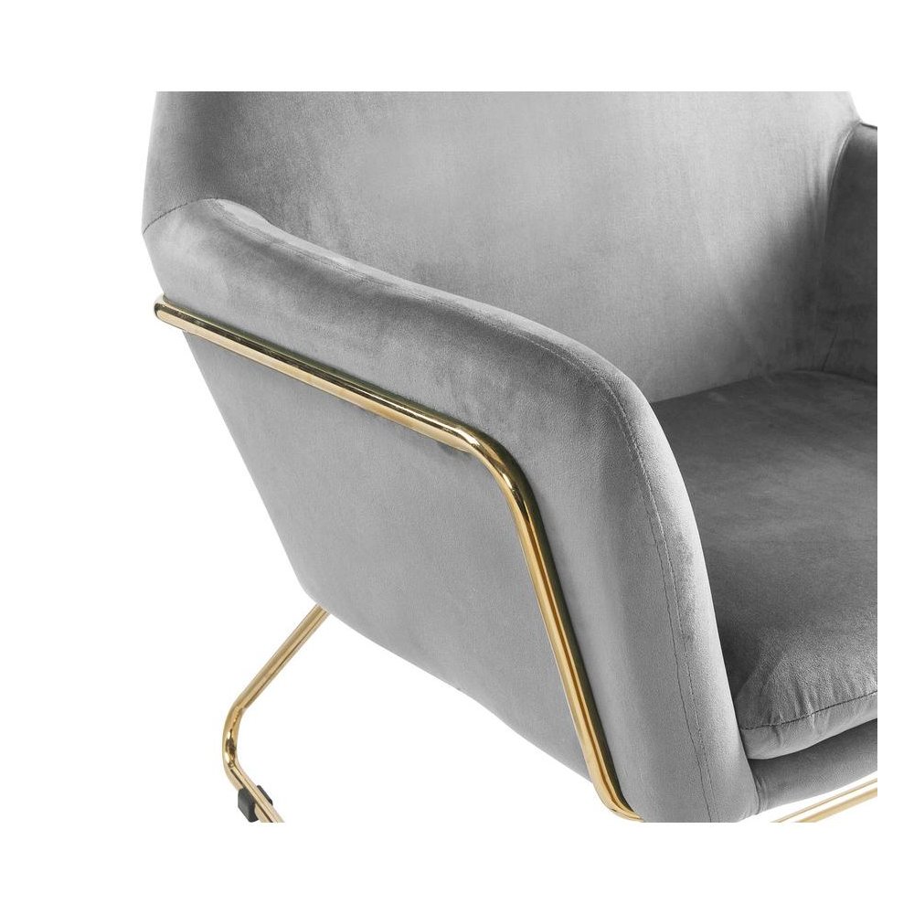 Keira Gray Velvet Accent Chair with Metal Base