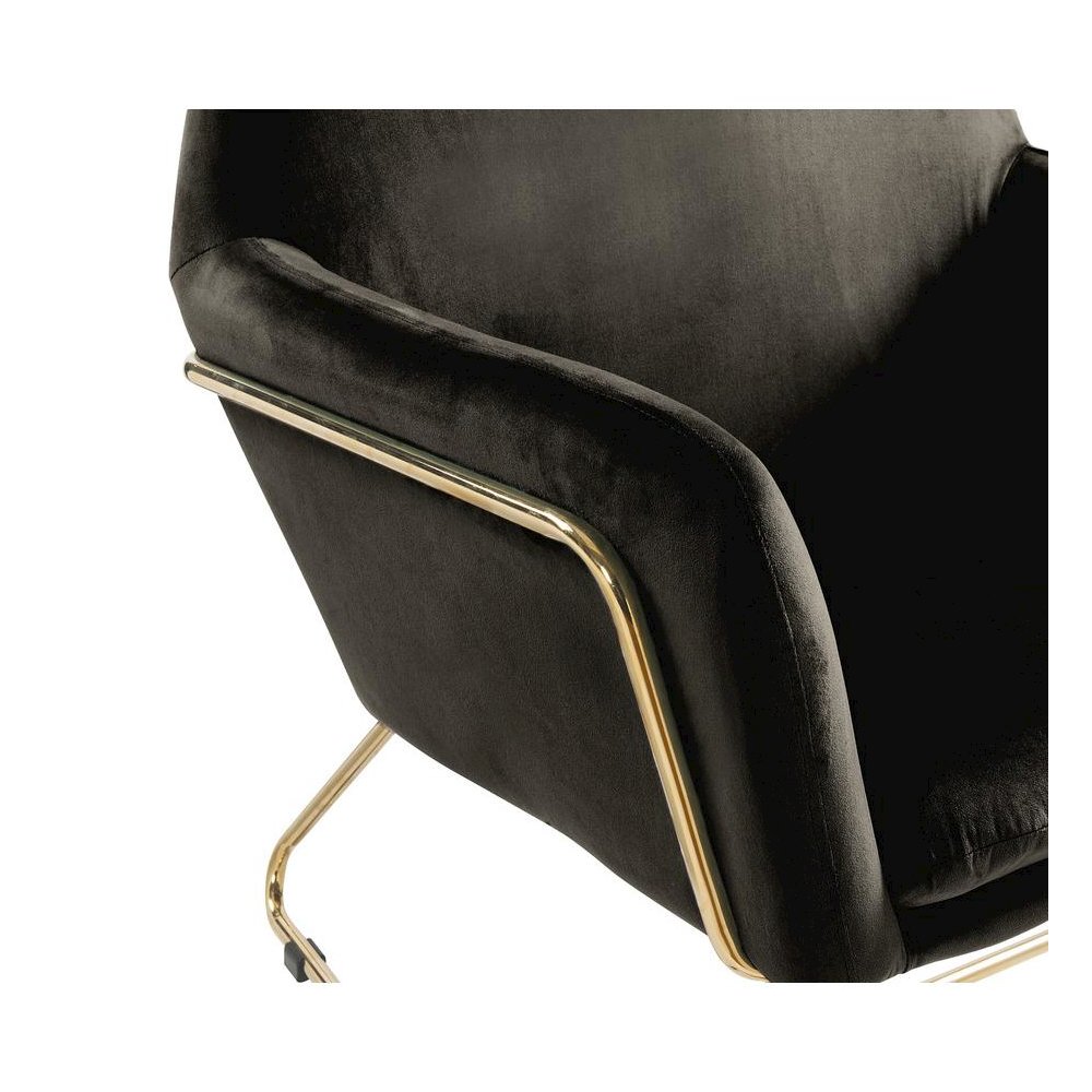 Keira Black Velvet Accent Chair with Metal Base