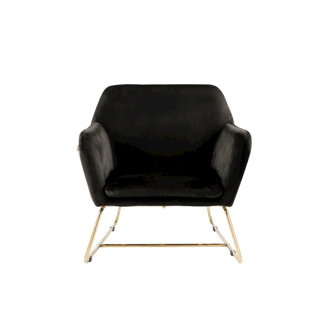 Keira Black Velvet Accent Chair with Metal Base