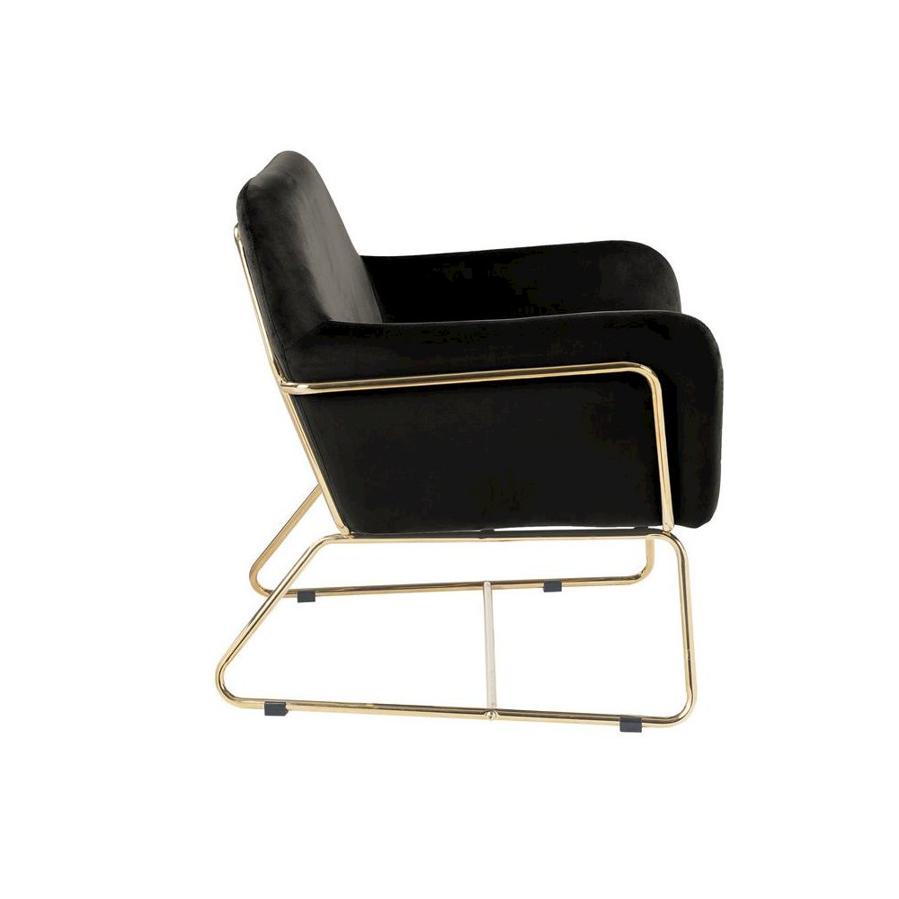 Keira Black Velvet Accent Chair with Metal Base